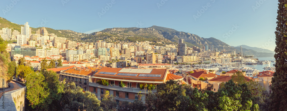 Wide panorama of Monaco in the morning