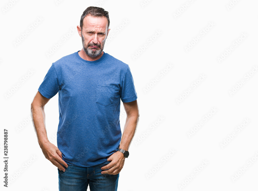 Middle age hoary senior man over isolated background depressed and worry for distress, crying angry and afraid. Sad expression. Middle age hoary senior man over isolated background depressed and worry for distress, crying angry and afraid. Sad expression.