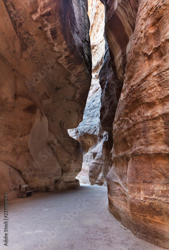 inside in narrow canyon in Jordan