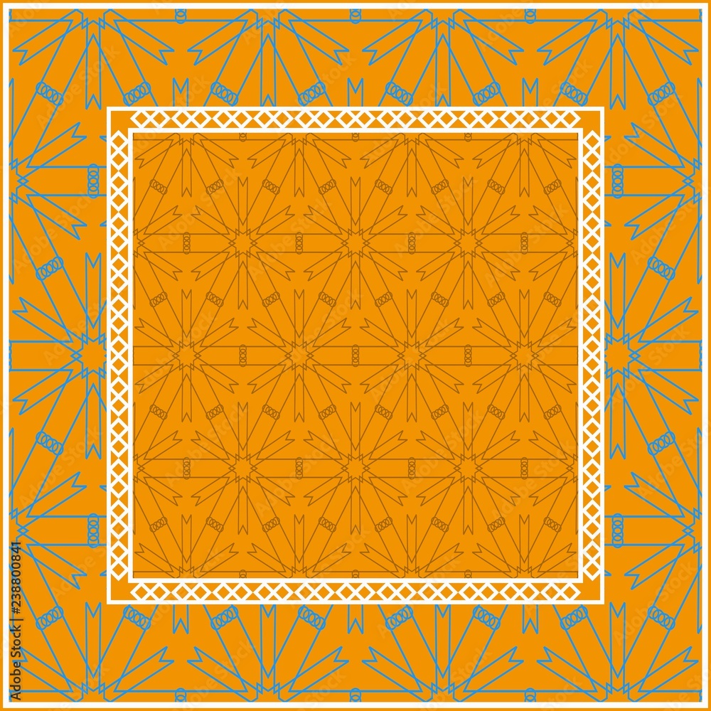 Obraz premium Decorative Geometric ornament with decorative border. Repeating sample figure and line. For modern interiors design, wallpaper, textile industry.