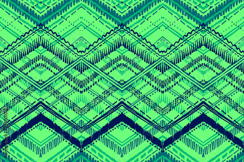 Abstract Ikat and boho style handcraft fabric pattern. Traditional Ethnic design for clothing and textile background, carpet or wallpaper