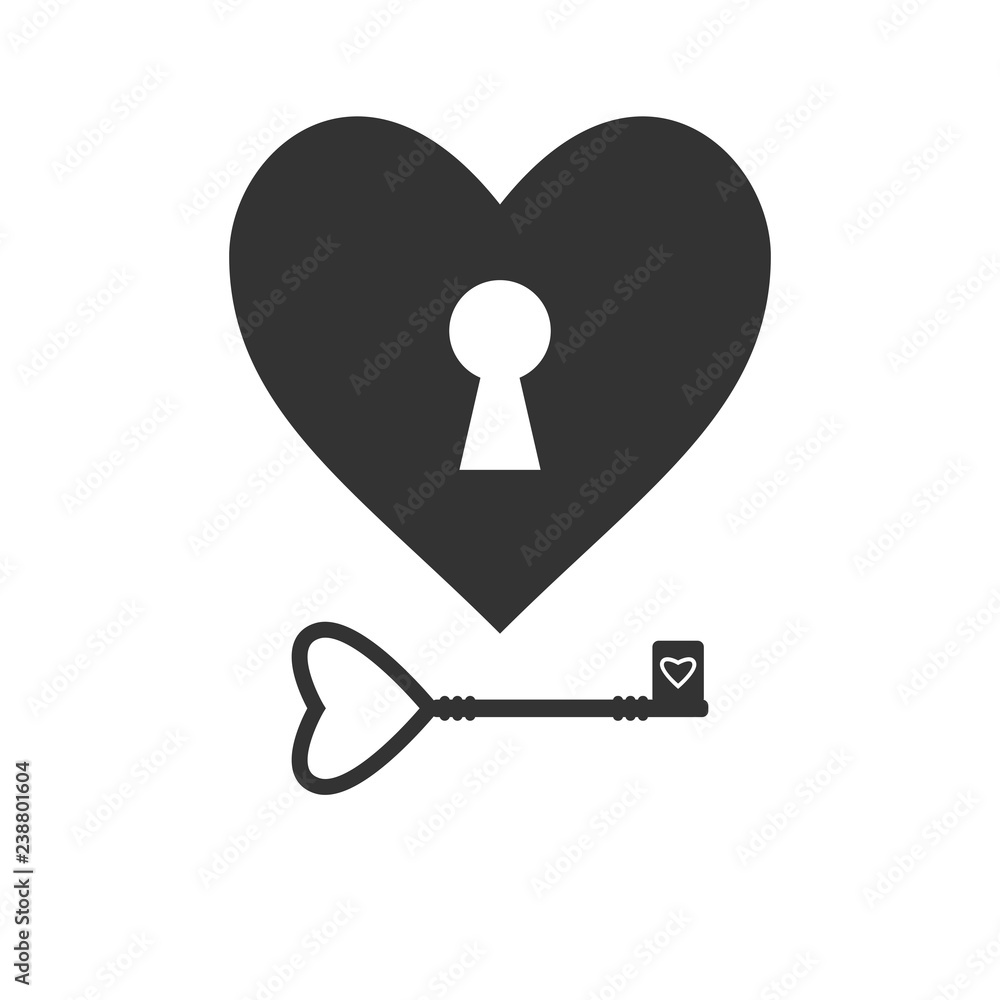 Heart, keyhole, love icon. Vector illustration, flat design. Heart, keyhole, love icon. Vector illustration, flat design.