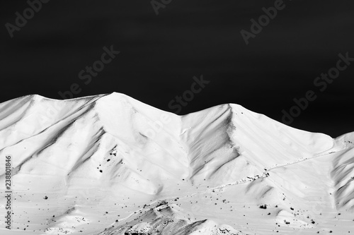 Black and white snowy winter mountains photo