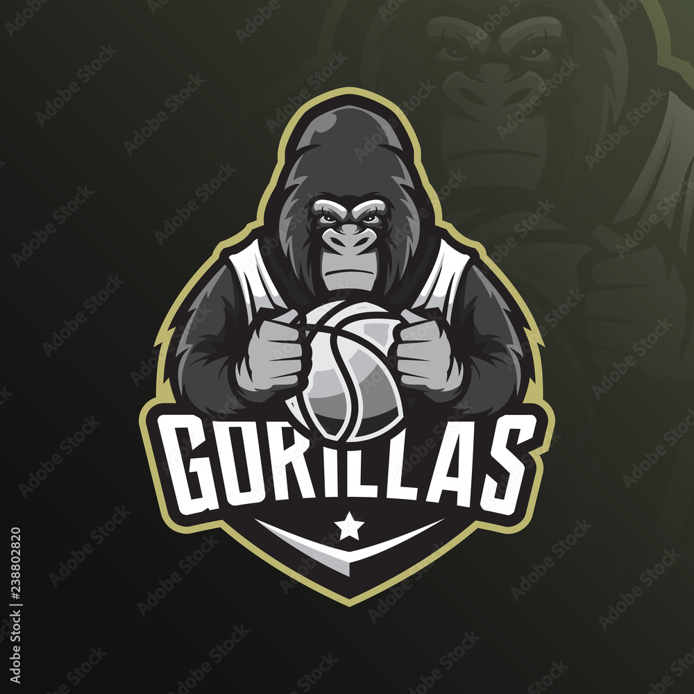 Vetor de gorilla mascot logo design vector with modern illustration