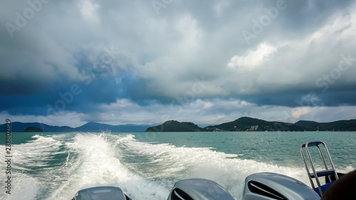 Boat cruise past the Islands of Thailand