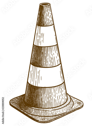 engraving  illustration of traffic cone