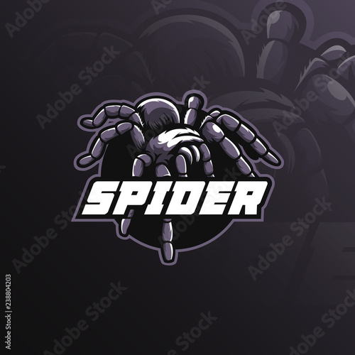spider mascot logo design vector with modern illustration concept style for badge, emblem and t shirt printing. spider illustration with feet.