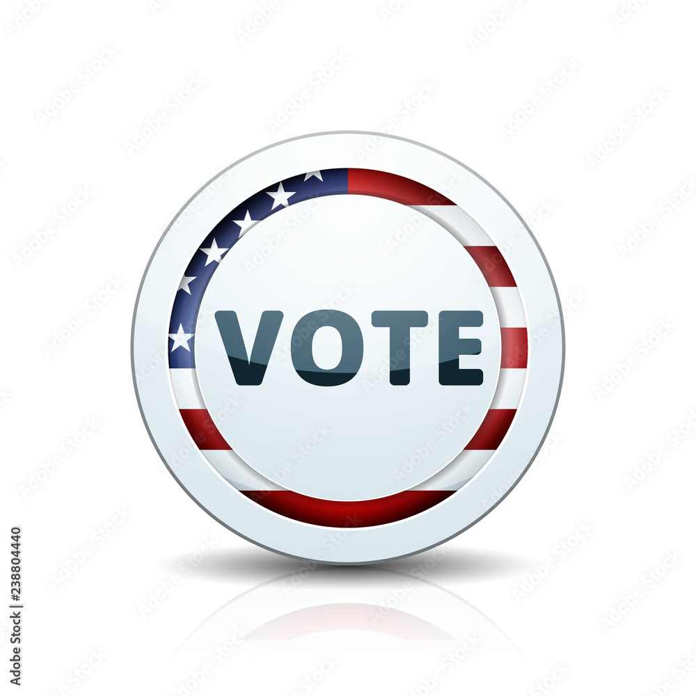 Vote USA Flag button illustration Vote USA Flag button illustration