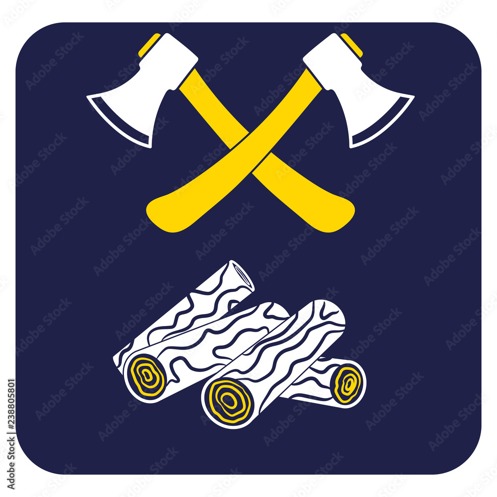 The ax and firewood icon The ax and firewood icon