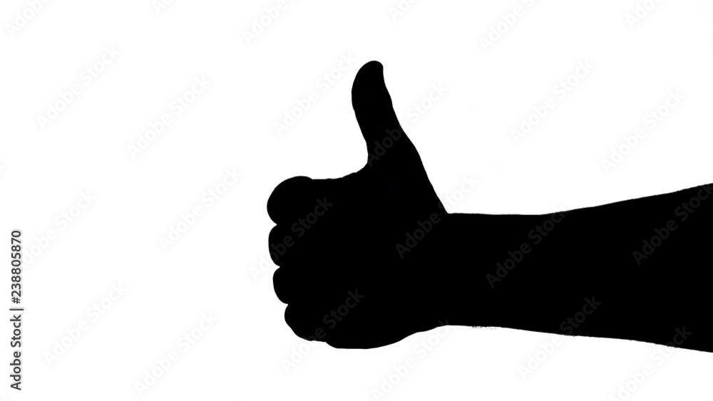 Coming in from RIGHT Thumbs Up Silhouette White background Coming in from RIGHT Thumbs Up Silhouette White background