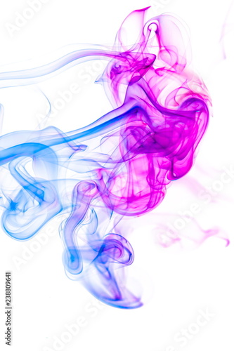 Colored smoke on white background