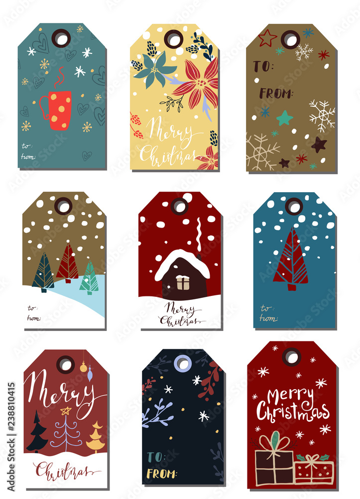 Fototapeta premium Christmas tags cute collection
