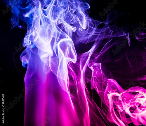 Colored smoke on black background