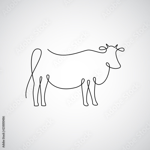 One line cow design silhouette