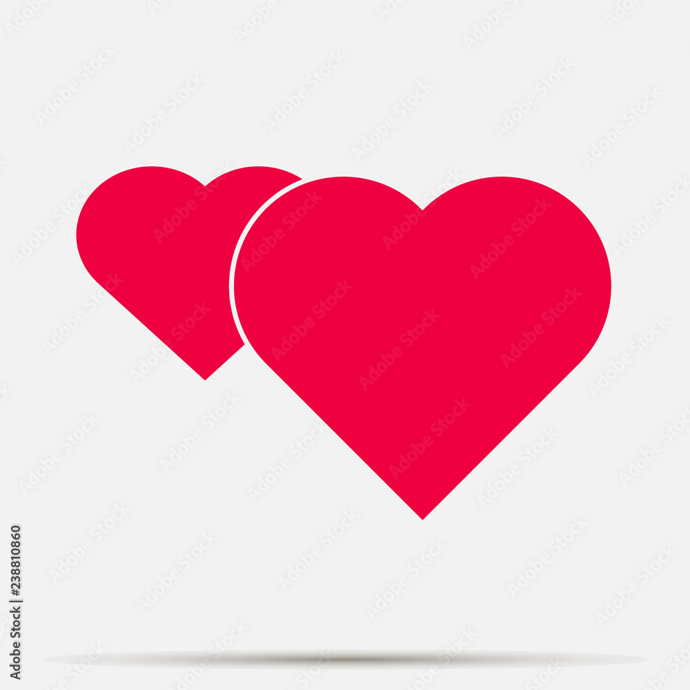 Vector icon red heart set on gray background. Layers grouped for easy editing illustration. For your design. Vector icon red heart set on gray background. Layers grouped for easy editing illustration. For your design.