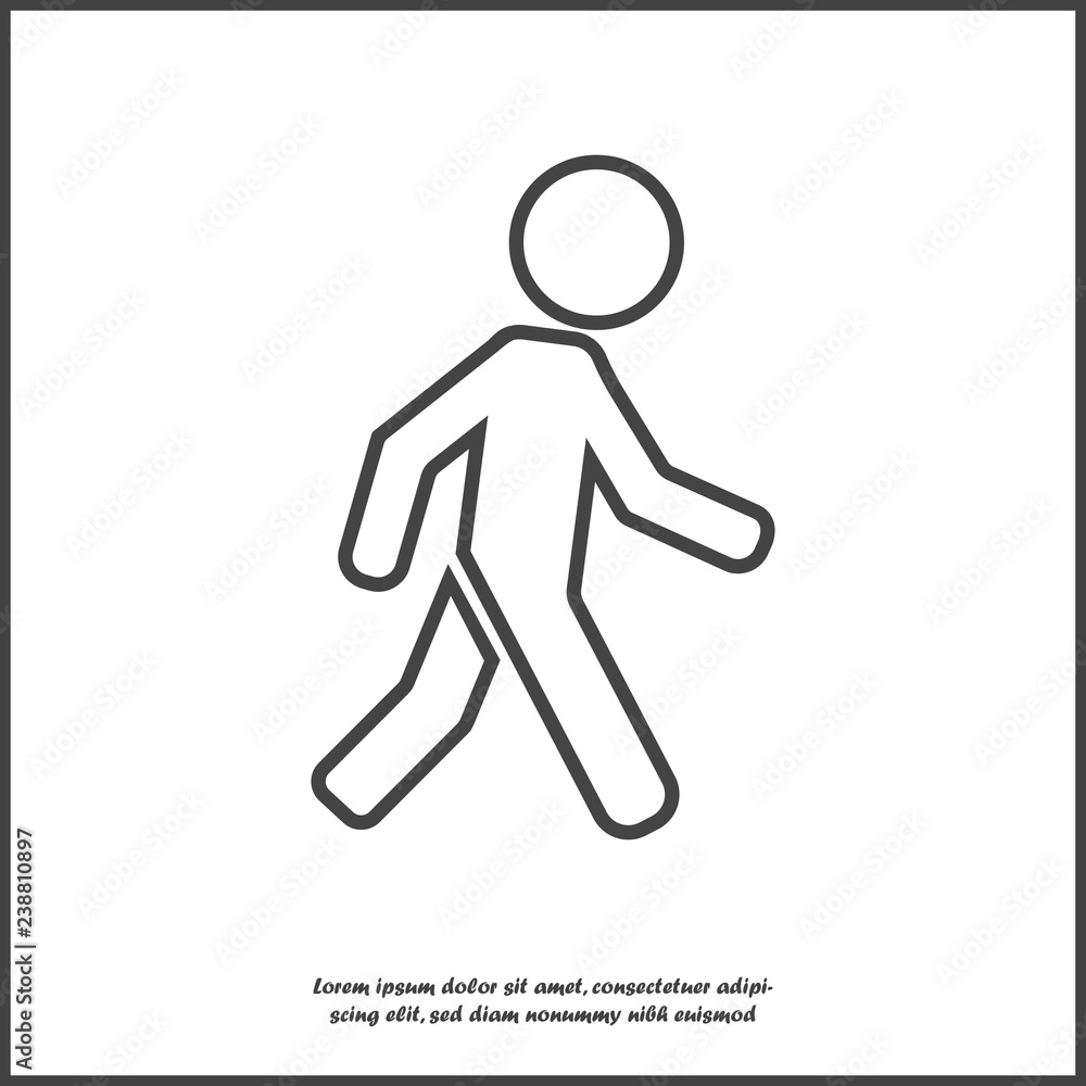 Vector icon walking pedestrian. Walking man illustration on white isolated background. Layers grouped for easy editing illustration. For your design. Vector icon walking pedestrian. Walking man illustration on white isolated background. Layers grouped for easy editing illustration. For your design.