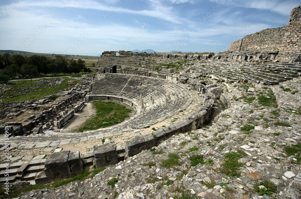 View from side of Miletus ancient theater ruins