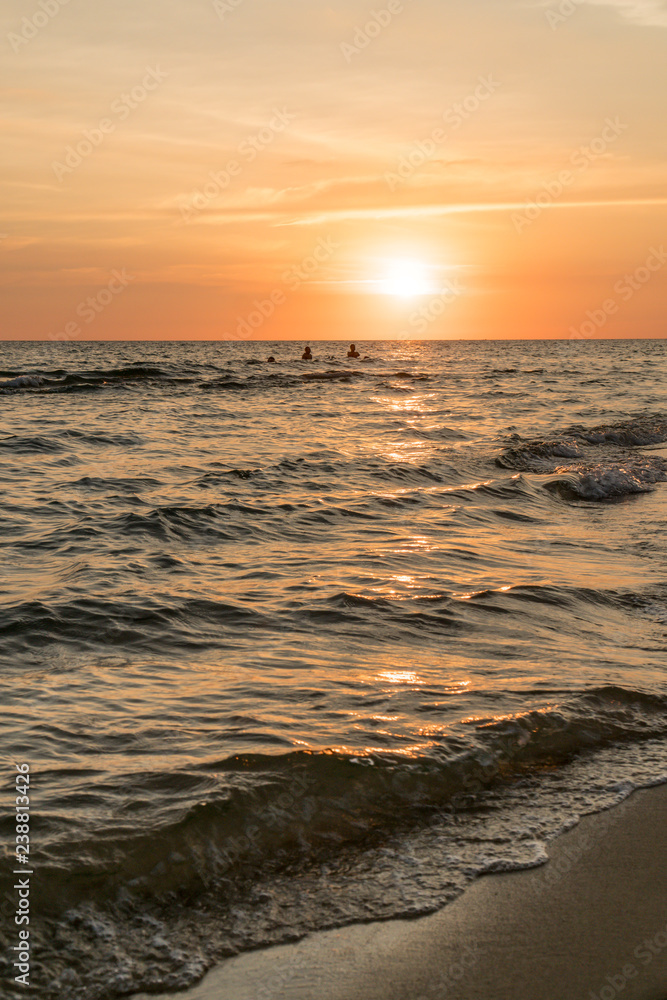 Kids are playing at sunset in Phu Quoc in Vietnam Kids are playing at sunset in Phu Quoc in Vietnam