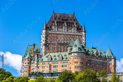 Quebec, Canada - Sep 4th 2017 - The famous Fairmont hotel in Quebec in a blue sky day in Canada