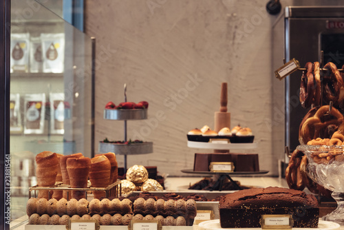 Hipster bakery with different kinds of sweets
