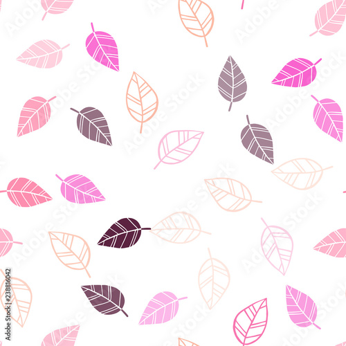 Light Pink  Yellow vector seamless elegant template with leaves.