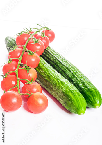 fresh cucumbers and tomatoes