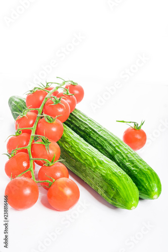 fresh cucumbers and tomatoes