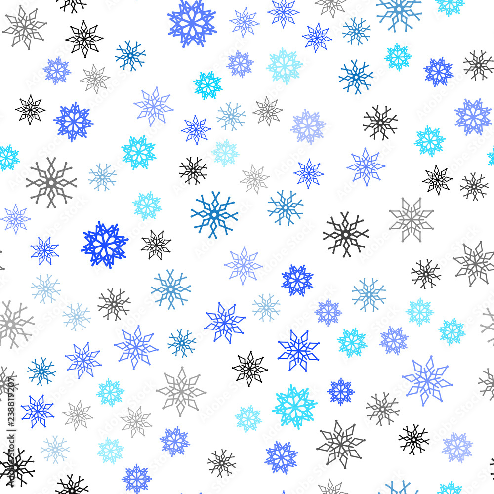 Light BLUE vector seamless layout with bright snowflakes. Light BLUE vector seamless layout with bright snowflakes.