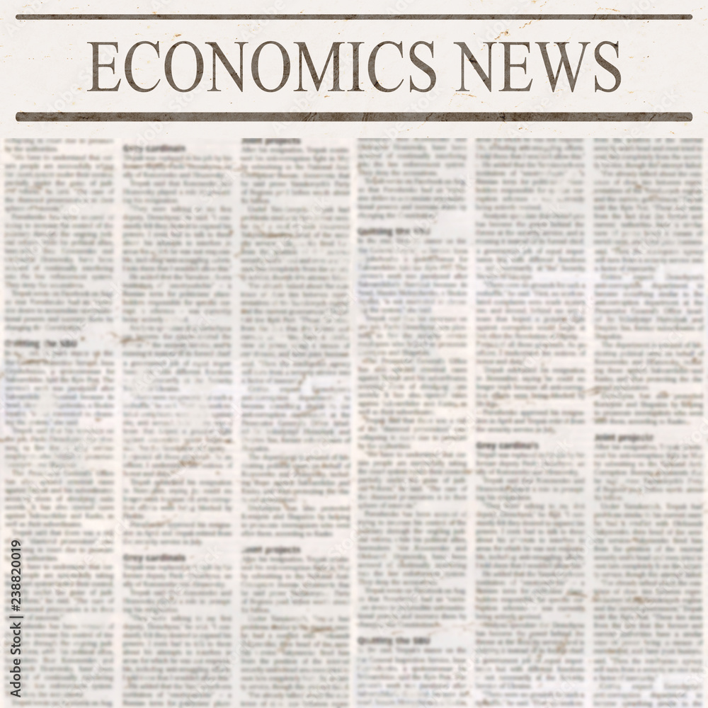 Obraz premium Newspaper with headline Economics News and old unreadable text