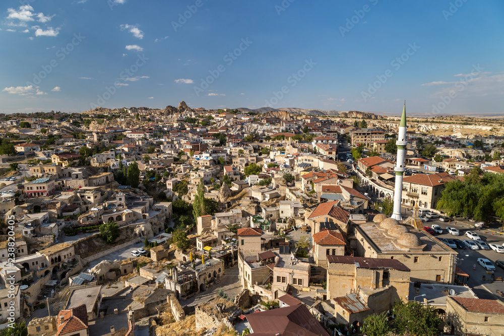 View to a town with a mosque. Ortahisar, Turkey