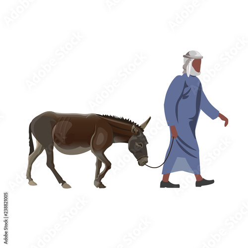 Arab man with a donkey.