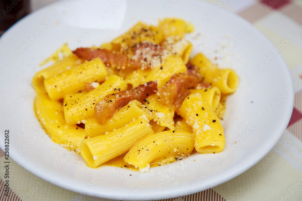 Rigatoni alla carbonara in Rome Rigatoni alla carbonara in Rome