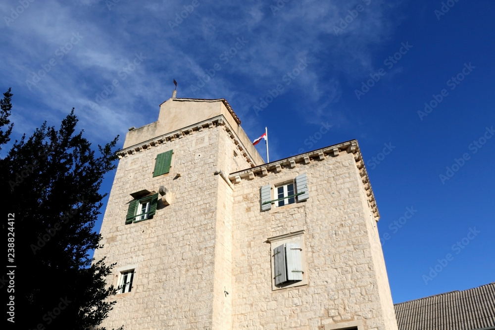 Traditional Mediterranean architecture in small town Grohote on island Solta, Croatia.