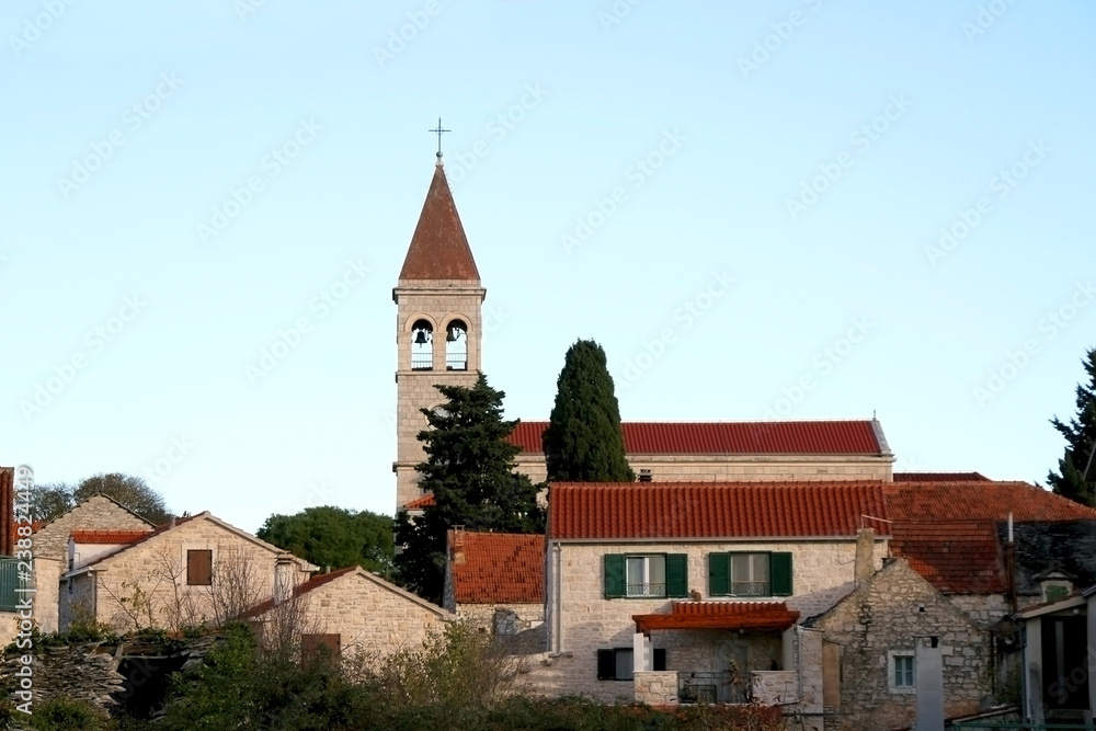 Traditional Mediterranean architecture in small town Grohote on island Solta, Croatia.