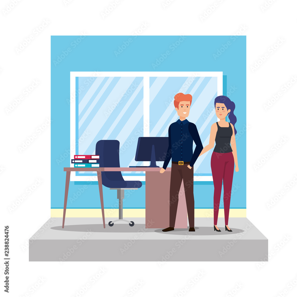 business couple with curriculum vitae in the office business couple with curriculum vitae in the office