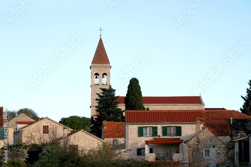 Traditional Mediterranean architecture in small town Grohote on island Solta, Croatia. photo