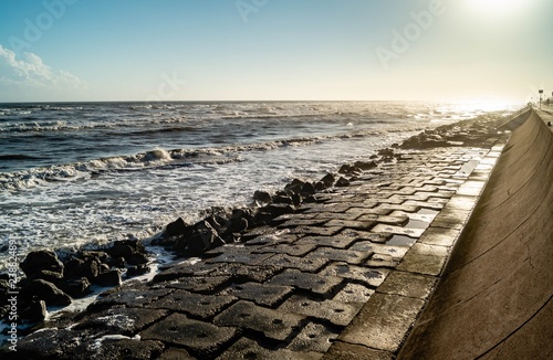 Wallpaper Mural Evening sun illuminates the Seawall at Galveston, Texas Torontodigital.ca