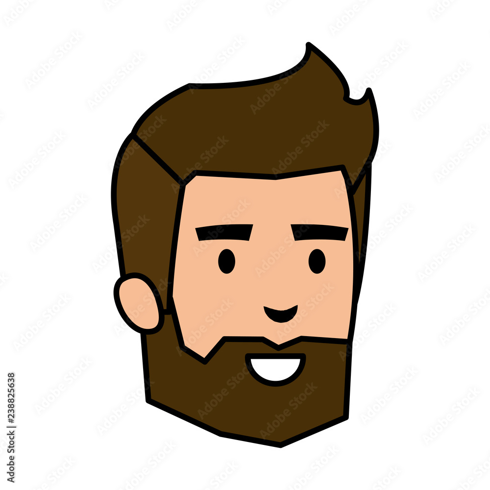 young man with beard head avatar character young man with beard head avatar character