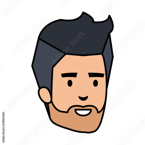 young man with beard head avatar character
