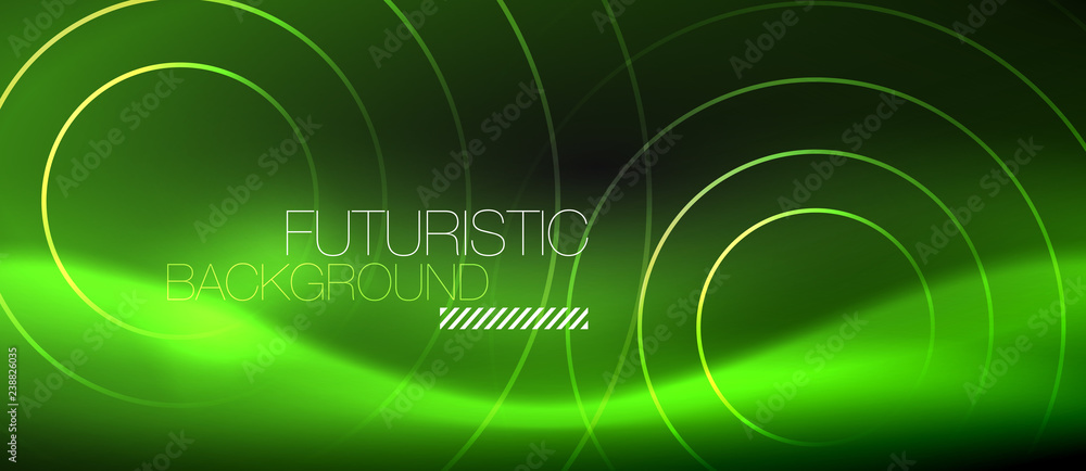 Dark abstract background with glowing neon circles Dark abstract background with glowing neon circles