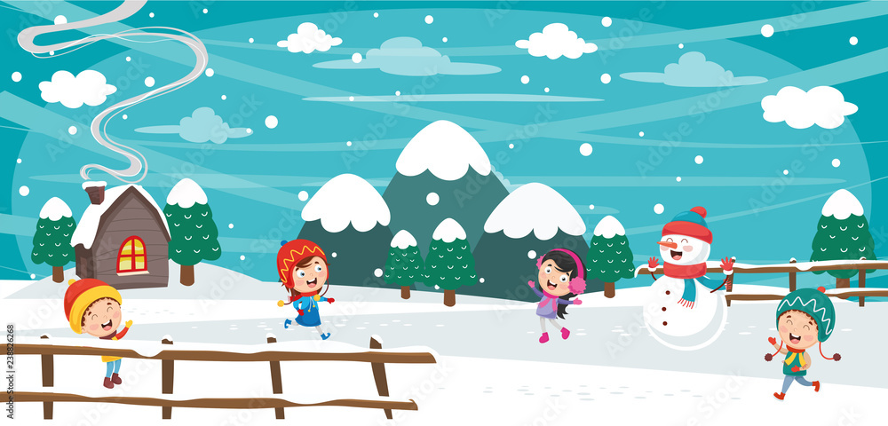 Vector Illustration Of Winter Scene