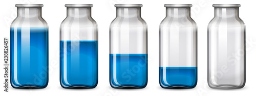 Set of blue bottle