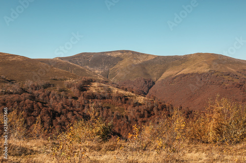 Beautiful mountain landscape with blue sky on sunny day