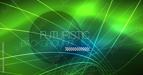 Neon glowing magic background, neon banner, night sky wallpaper. Magic light effect. Christmas abstract pattern.