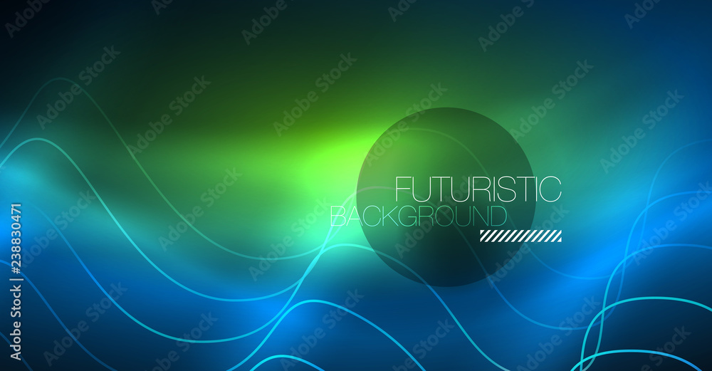 Glowing abstract wave on dark, shiny motion, Christmas and New Year magic space light. Techno abstract background Glowing abstract wave on dark, shiny motion, Christmas and New Year magic space light. Techno abstract background