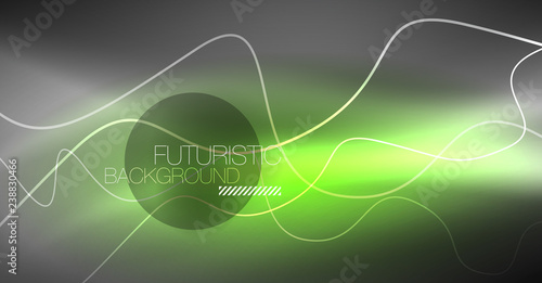 Neon lines wave background. Abstract composition