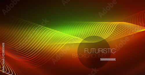 Neon lines wave background. Abstract composition