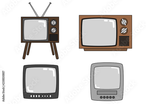古いテレビ　輪郭線あり
