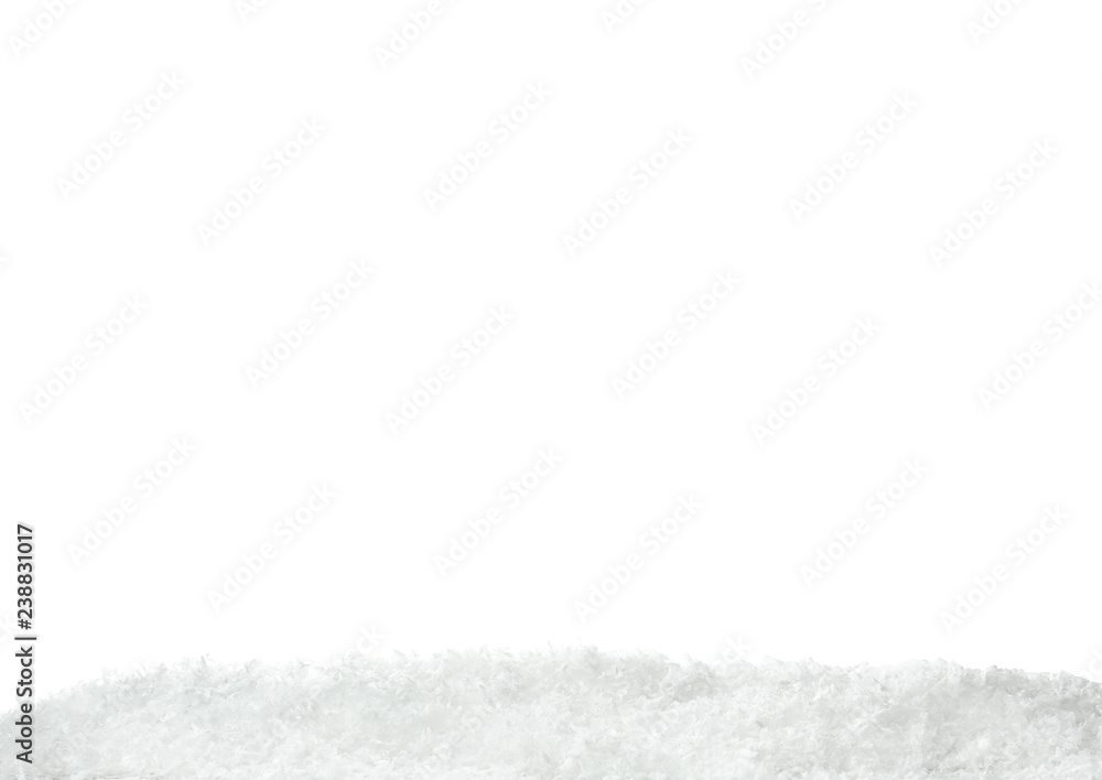 Naklejka premium Pure fluffy snow isolated on white. Festive background