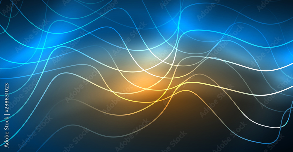 Glowing abstract wave on dark, shiny motion, Christmas and New Year magic space light. Techno abstract background Glowing abstract wave on dark, shiny motion, Christmas and New Year magic space light. Techno abstract background